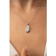 Swarovski Taşlı Oval Model Zirconia Gümüş Kolye