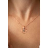 Swarovski Taşlı Üçtaşlı Halka Model Rose Kaplama Gümüş Kolye