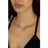 Swarovski Üç Taşli Süzme 925 Ayar Gümüş Kolye