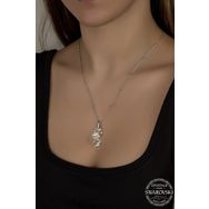 Swarovski Union Crystal Kadın Kalp Salkım Gümüş Kolye