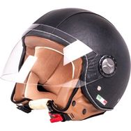 Sway 701 Siyah Kahve Deri Yarım Kask
