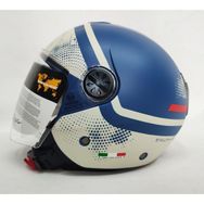 Sway 715 Gemini Mat Blue Beıge Yarım Şefaf Vizörlü Kask