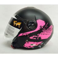 Sway 715 Pink Mat Black Yarım Şefaf Vizörlü Kask