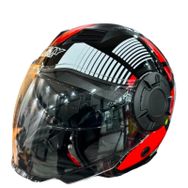 Sway SW-766 Geko Siyah Kırmızı Çenesiz Güneş Gözlüklü Kask
