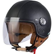 Sway SW701 Siyah Deri Yarım Kask