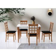 Sweet Home 70x110 cm Yanlardan Açılır Smart Beyaz Masa + 4 Adet Mercan Ayak Ahşap Enzo Natural Sandalye