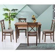 Sweet Home 70x110 cm Yanlardan Açılır Smart Masa - 4 Adet Diş Budak Mercan Ayak Ahşap Arin Ceviz Sandalye