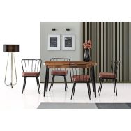 Sweet Home Açılır Silva Ceviz Metal Ayak Masa +4 Adet Güneş Sandalye Takım