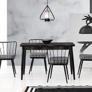 Sweet Home Açılır Silva Siyah Mermer Metal Ayak Masa +4 Adet Güneş Sandalye Takım
