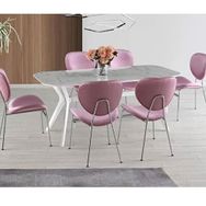 Sweet Home Eliz 90x180 cm Sabit Marmo H.G Salon Masası + 6 Adet Teo Sandalye