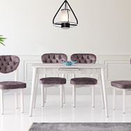 Sweet Home Milano Mdf Kristal Masa + 4 Adet Gala Sandalye Takım