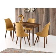 Sweet Home Mini Silva 60x100 cm Açılır Ceviz Masa + 4 Adet Melisa Sandalye Takım