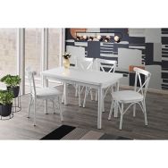 Sweet Home Sabit 70x120 Beyaz Masa + 4 Adet Çapraz Sandalyetakım