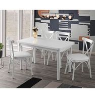 Sweet Home Sabit Masa Beyaz Masa 6 Adet Çapraz Sandalye Sırt Plastik Takım