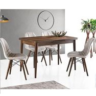 Sweet Home Silva 70x120 cm Açılır Barok Ceviz Masa + 4 Adet Defne Sandalye Takımı