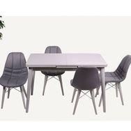 Sweet Home Silva 70x120 cm Açılır Beyaz Masa + 4 Adet Defne Sandalye Takımı