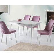 Sweet Home Silva 70x120 cm Açılır Beyaz Masa + 4 Adet Talia Sandalye Takım