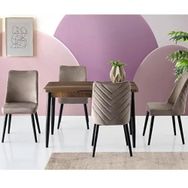 Sweet Home Silva 70x120 cm Açılır Ceviz Masa + 4 Adet Talia Sandalye Takım