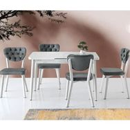 Sweet Home Silva 70x120 cm Açılır Kristal Masa + 4 Adet Simge Metal Sandalye Takım