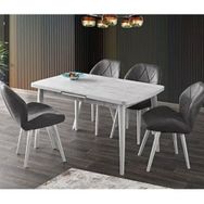 Sweet Home Silva 80x130 cm Açılır Ahşap Kristal Masa + 4 Adet Vera Sandalye Takımı
