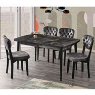 Sweet Home Silva 90x140 cm Açılır Siyah Mermer Masa + 4 Adet Ahşap Gala Sandalye Takımı