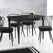 Sweet Home Smart Mercan Siyah Mermer Masa + 4 Adet Güneş Sandalye Takım