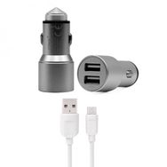 Syrox C32 3.1A Füme Siyah Metal Araç İçi Şarj Adaptörü ve Micro USB Kablo Set