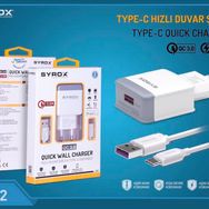 Syrox SYX-Q32 Type-C 3 Amper 18W Beyaz Hızlı Şarj Seti