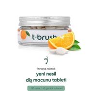 T-Brush Portakal Aromalı Florürsüz 90 adet Doğal Diş Macunu Tableti