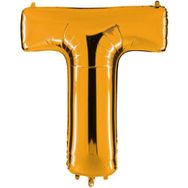 T Harf Altın Renk 100 cm Folyo Balon