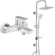 T-may Eca Dalia Banyo Bataryası+T-May Banyo Çam Kare Tepe Paslanmaz Krom Duş Takımı Seti