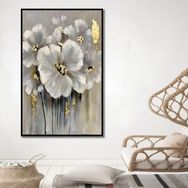 Tablolife Beyaz Çiçekler 90x120 cm Yağlı Boya Dokulu Tablo