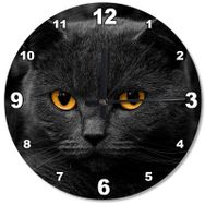 Tablomega Kara Kedi Ahşap Duvar Saati