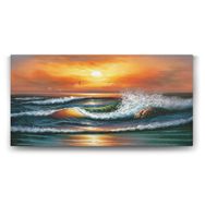 Tabloshop Gün Batımı Deniz Dalgaları 80x40 cm Tablo