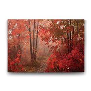 Tabloshop Kırmızı Çınar Yapraklı 60x40 cm Tablo