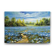 Tabloshop Mavi Çiçek Tarlası 140x100 cm Tablo