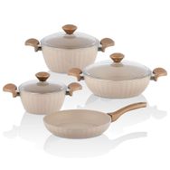 Taç 4923 Dilim 7 Parça Krem Granit Tencere Set