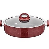 Taç Granit 26 cm 3.4 mm Yapışmaz Petek Doku Cam Kapak Basık Tencere