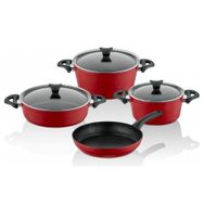 Taç Master Cook 4'lü 7 Parça Kırmızı Granit Tencere Seti
