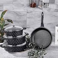 Taç TAC-3817 Carabella Döküm 7 Parça Siyah Tencere Seti