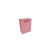 Tahtakale Toptancıları 13.8X10X5 cm 25 Adet Pembe İp Saplı Minik Boy Düz Renk Karton Çanta