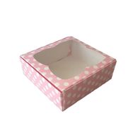 Tahtakale Toptancıları 8 X 8 X 3 cm 50 Adet Puantiyeli Pembe Çerçeveli Karton Kutu