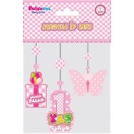 Tahtakale Toptancıları Pembe Renk 3'lü Set 12x45 cm 1 Yaş Temalı Asmalı Süs İp