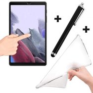 Tahticmer Samsung Galaxy A7 Lite T220 Silikon Şeffaf Temperli Cam Kalem Kılıf