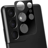 Tahticmer Samsung Galaxy S21 Ultra G998 Siyah Uyumlu Kırılmaz Kamera Lens Koruyucu Komple Cam