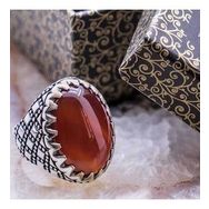Takıhan 925 Ayar Gümüş Bordo Akik Taşlı Yüzük