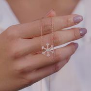 Takıhan Kar Tanesi Tasarımlı Rose Kaplama 925 Ayar Gümüş Kadın Kolye