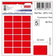 Tanex OFC-116 22x32 mm Kırmızı 5 Adet Ofis Etiketi