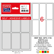 Tanex OFC-119 33x74 mm Beyaz Poşetli Ofis Etiketi
