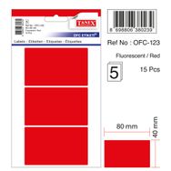 Tanex OFC-123 Flo Kırmızı 15 Adet Ofis Etiketi